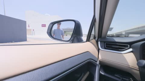Arab Man Driving Modern Car Interior View