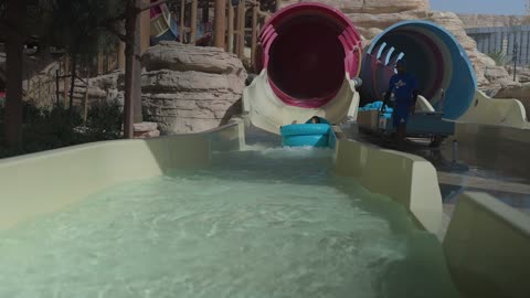 Water Park Slide Adventure Outdoor Action Footage