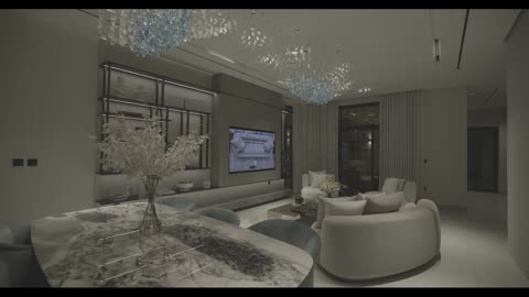 Luxurious Modern Villa Living Room Interior Footage