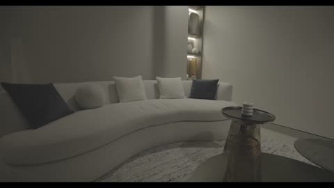 Modern Curved White Sofa Living Room Interior Footage