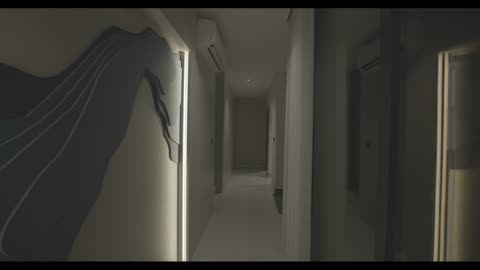 Modern Luxury Apartment Hallway Interior Tracking Shot
