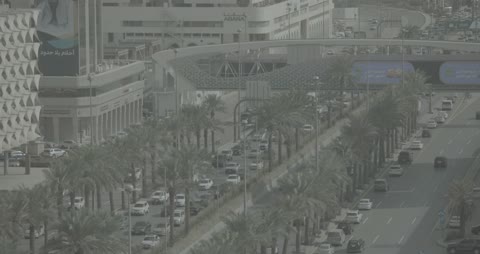 Riyadh City Highway Traffic High Angle Stock Video