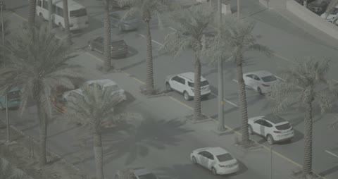 Urban Traffic on City Street High Angle Aerial View