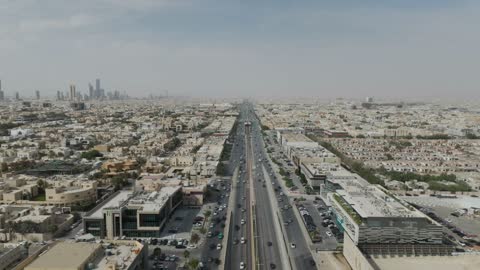 Riyadh Saudi Arabia Highway Traffic Aerial Drone Video