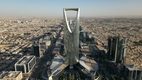 Kingdom Centre Riyadh Aerial Drone Footage
