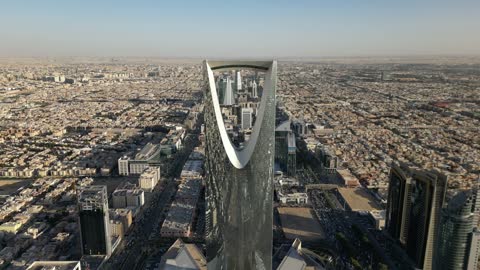 Kingdom Centre Riyadh Saudi Arabia Aerial Drone Footage