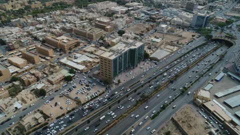 Riyadh Saudi Arabia Highway Traffic Aerial Drone Footage