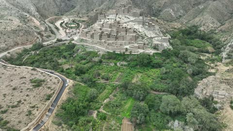 قرية ذي عين الأثرية في الباحة تصوير جوي بالدرون السعودية