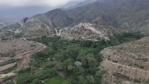 Dhi Ayn Marble Village Saudi Arabia Aerial Drone Footage