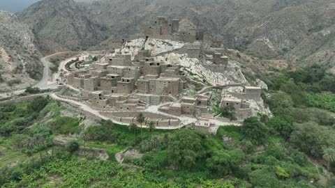 Thee Ain Heritage Village Al Baha Aerial Drone Footage