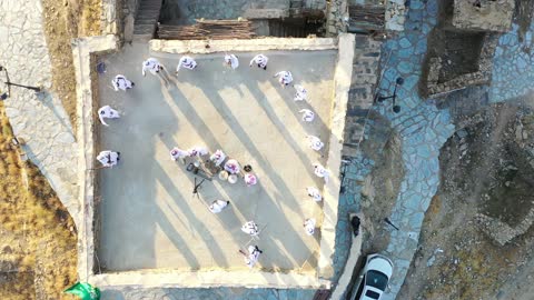 Saudi Ardah Traditional Dance Aerial Drone Footage