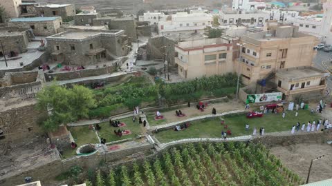 Aerial View of Traditional Stone Village Saudi Arabia