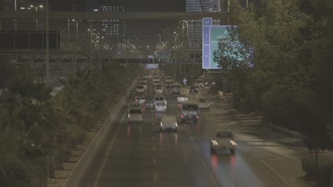 Riyadh King Abdullah Road Night Traffic Footage