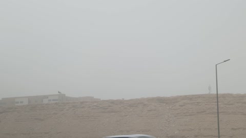 Dusty Desert Highway Driving Footage in Hazy Weather