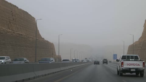 Driving on Desert Highway in Saudi Arabia Footage