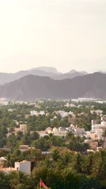 Nizwa Oman Palm Oasis and Mountain Landscape Footage