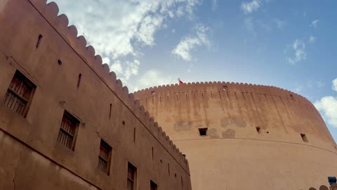 Nizwa Fort Circular Tower Sultanate of Oman Footage