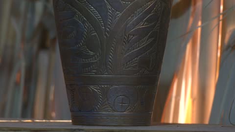 Traditional Hand Engraved Brass Cup Close Up Video