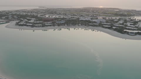 Luxury Island Resort Aerial Drone Sunset Footage