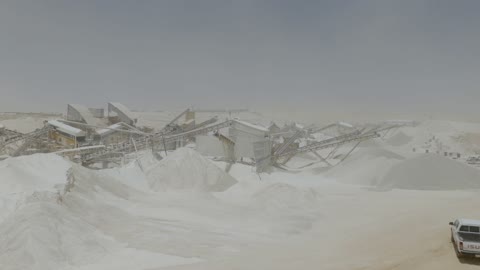 Aerial video of the Ramah monitoring center in an industrial quarry in the desert.