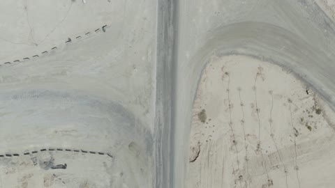 Aerial Top Down View Rimah Saudi Arabia Desert Road