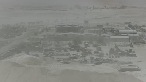Aerial video of the Ramah monitoring center in an industrial quarry in the desert.