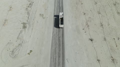 Truck Driving Near Ramah Saudi Arabia Aerial Drone