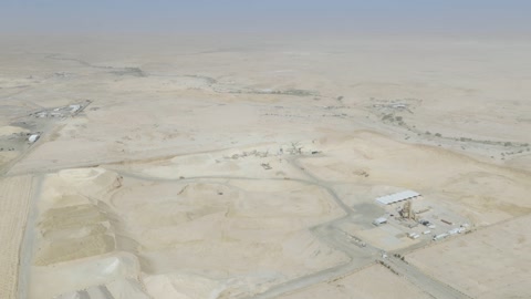 Rumah Monitoring Center Saudi Desert Aerial Drone Footage