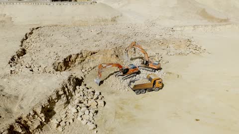 Quarry Excavators Rimah Saudi Arabia Aerial Drone