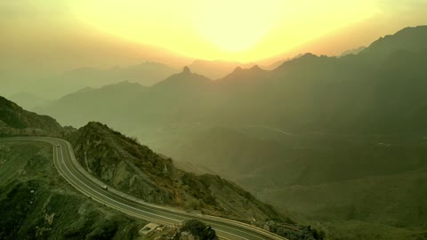 Al Shafa Road Taif Saudi Arabia Sunset Aerial View