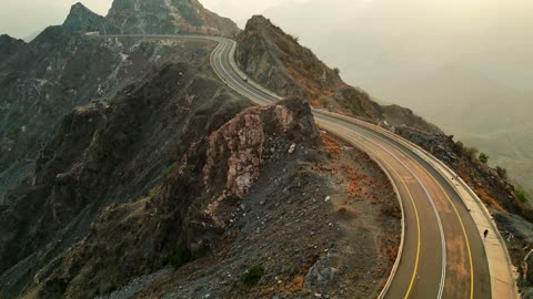 طريق جبل الشفا الطائف تصوير جوي وقت الغروب