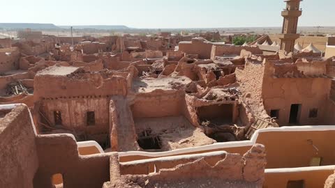 Ancient Mudbrick Village Saudi Arabia Aerial Drone Footage