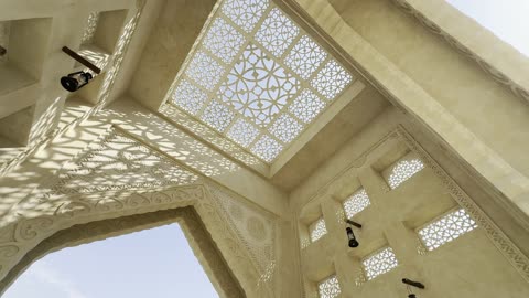 بوابة منتزه الأحساء الوطني بالطراز المعماري التقليدي