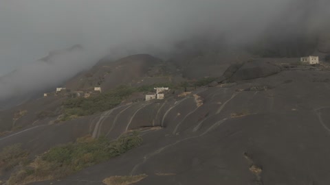 Ghayah Village Saudi Arabia Mountain Fog Drone Footage