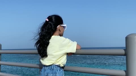 Girl Looking at Sea on Jeddah Corniche Saudi Arabia