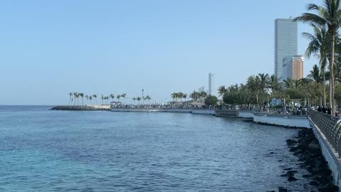 Jeddah Corniche Red Sea Waterfront Daylight Footage