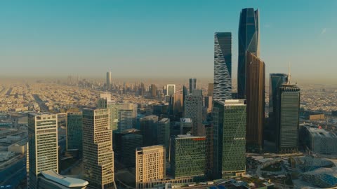 KAFD Riyadh Aerial Drone Skyline Footage