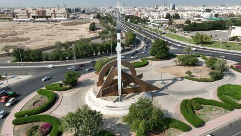 Engineering Roundabout Jeddah Aerial Drone Footage - Video