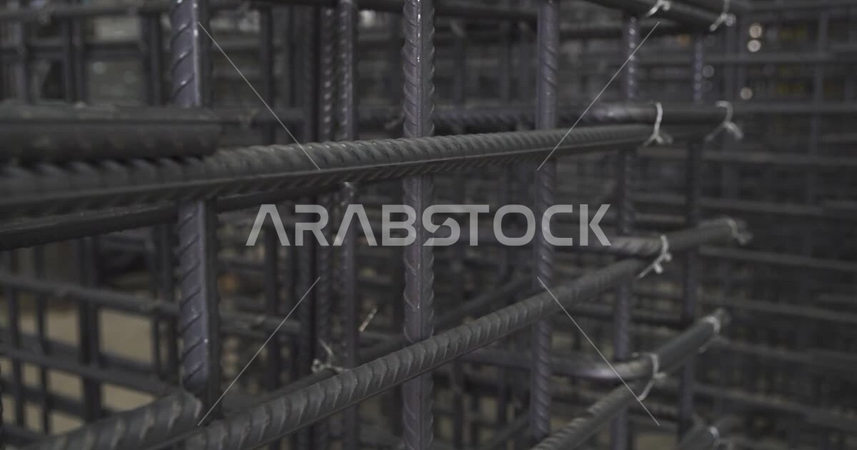 Closeup of iron pillars, Saudi iron production companies, iron