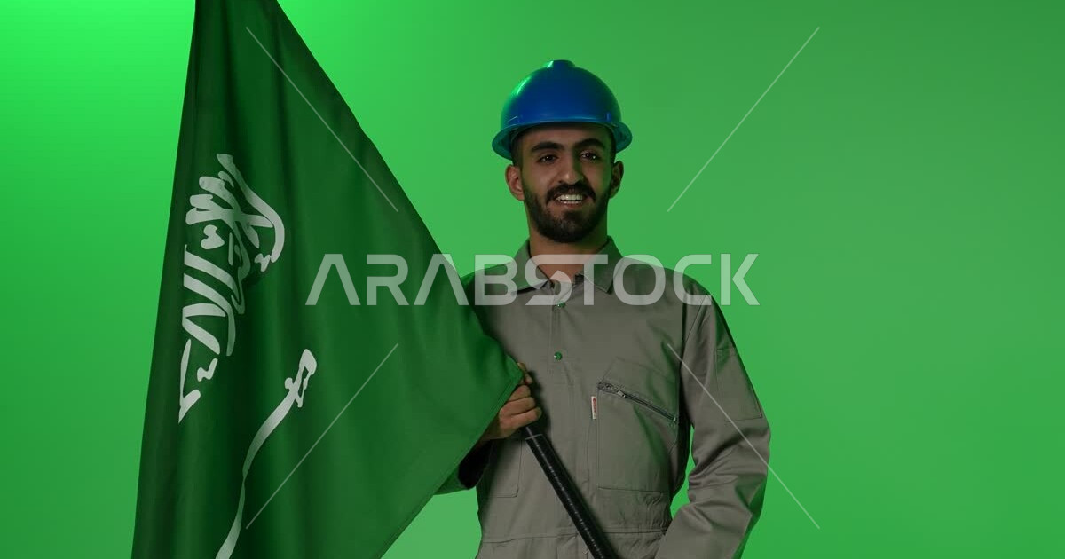 Saudi Arabian Gulf Technical Engineer Wearing Safety Helmet Celebrating