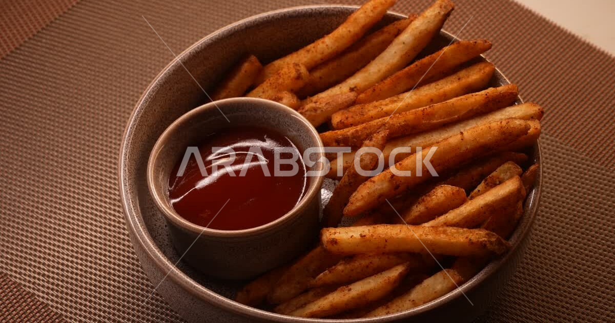 A plate of French fries, Arabic meals, appetizers, delicious recipes