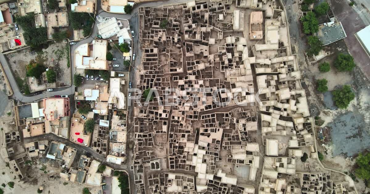 Aerial photography of Harat Al Raml in the Wilayat of Ibri in the ...