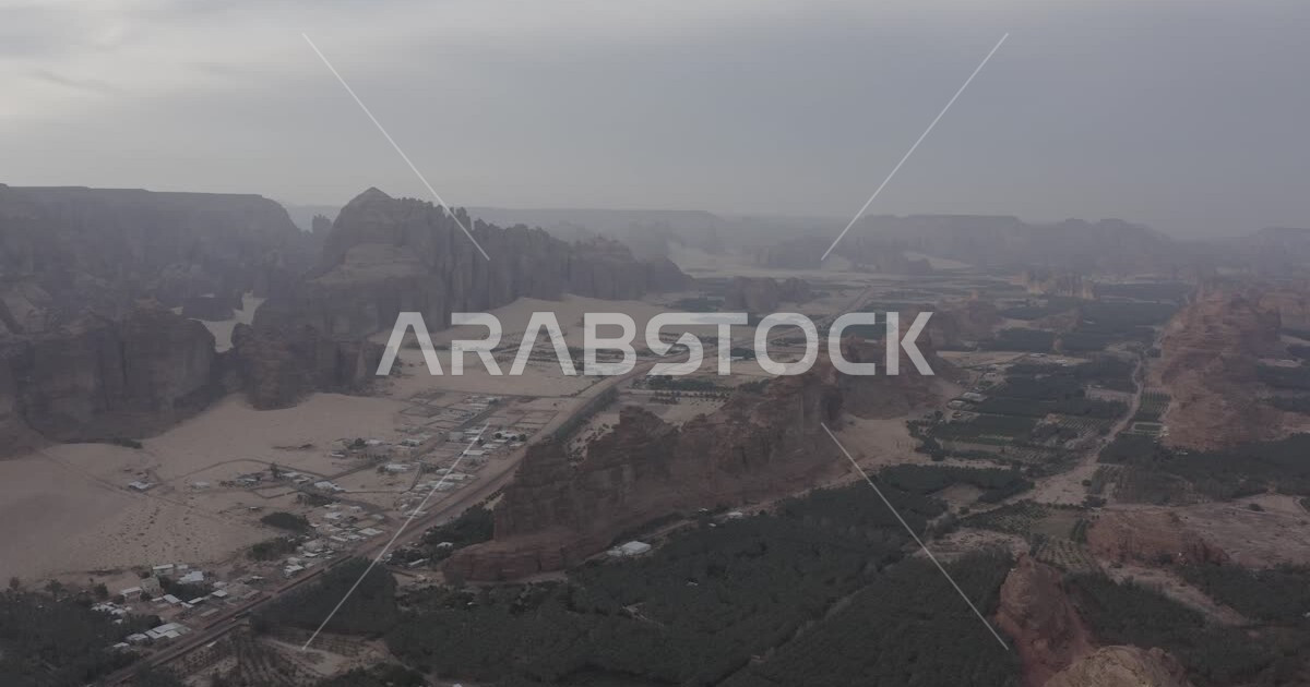 Drone photography of the AlUla heritage village in northwestern Saudi