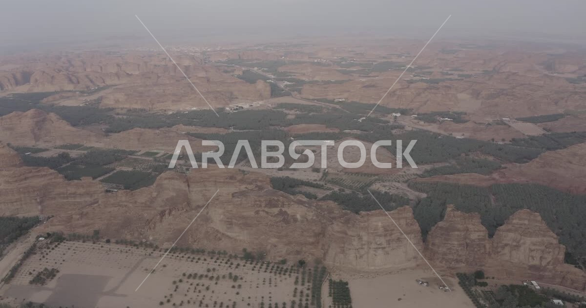 Drone photography of the AlUla heritage village in northwestern Saudi