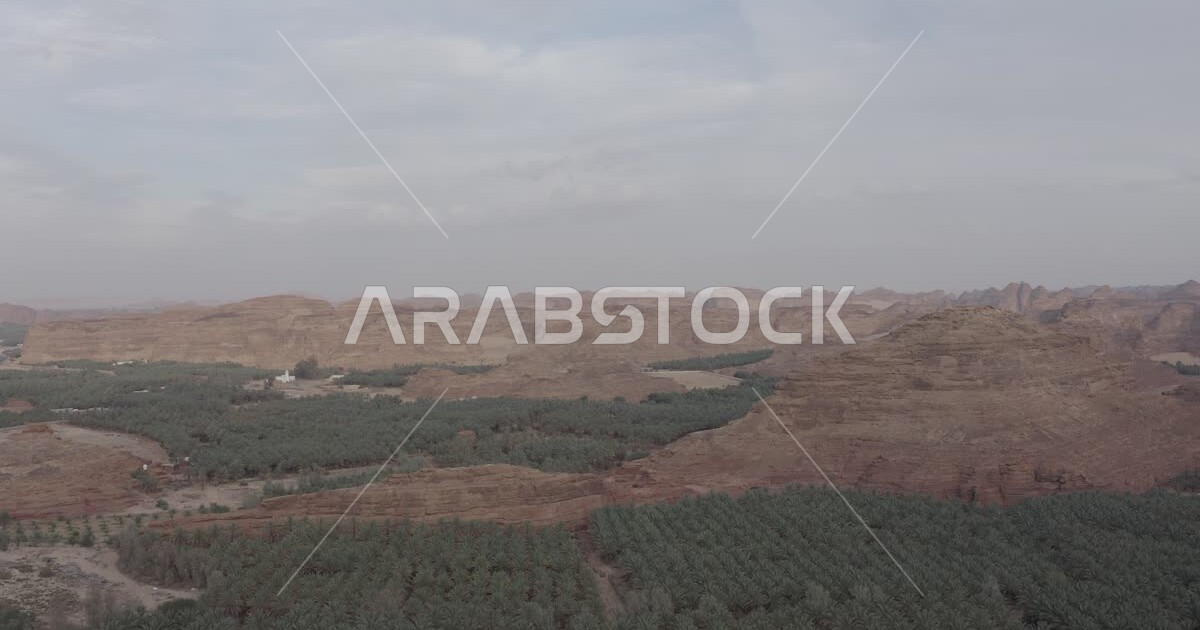 Drone photography of the AlUla heritage village in northwestern Saudi
