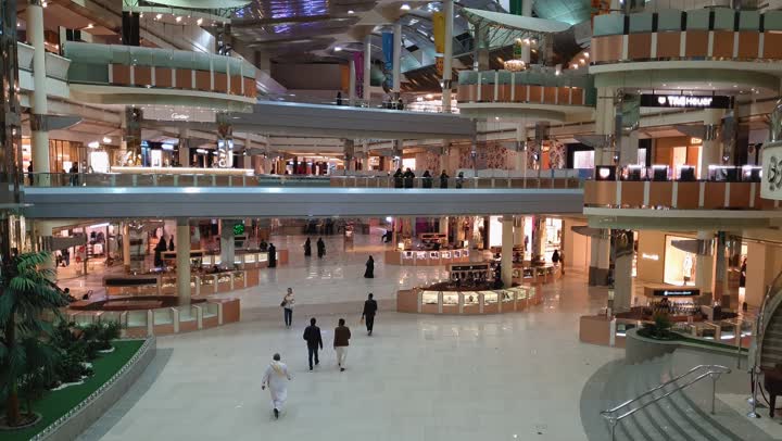 Walking around the Kingdom Tower Mall in Riyadh, Saudi Arabia, a commercial complex, commercial centers, shopping centers