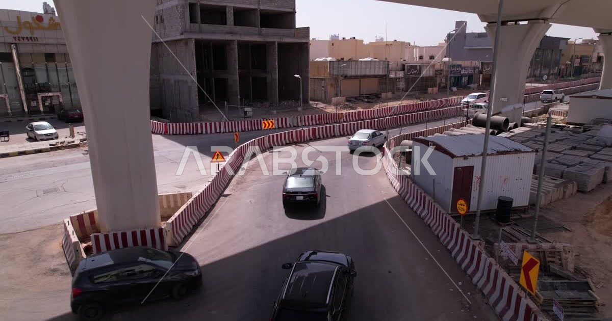 Aerial photography of Riyadh roads and streets, vehicle traffic, roads ...