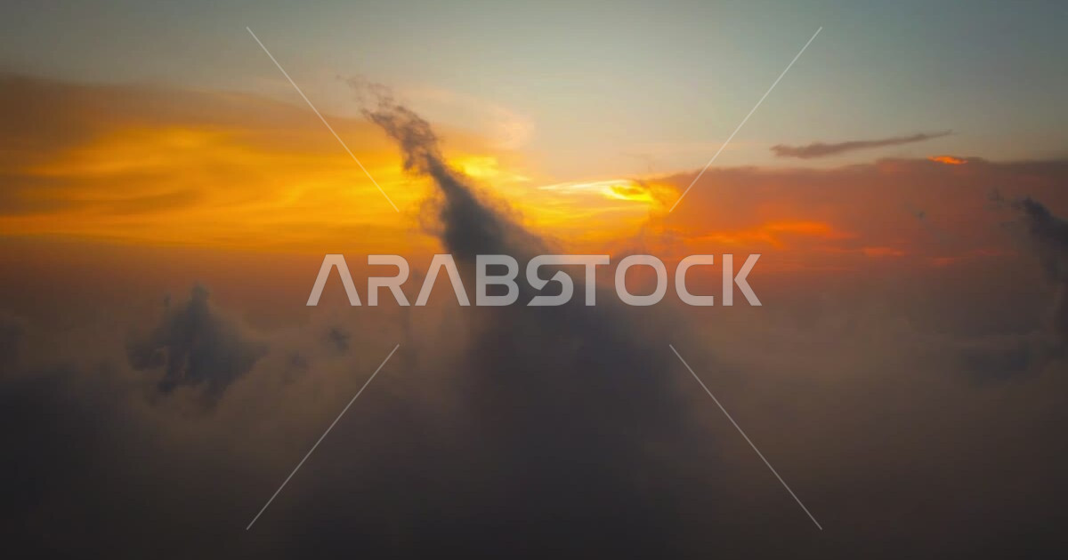 Closeup of clouds over the mountainous heights in Asir, Kingdom of